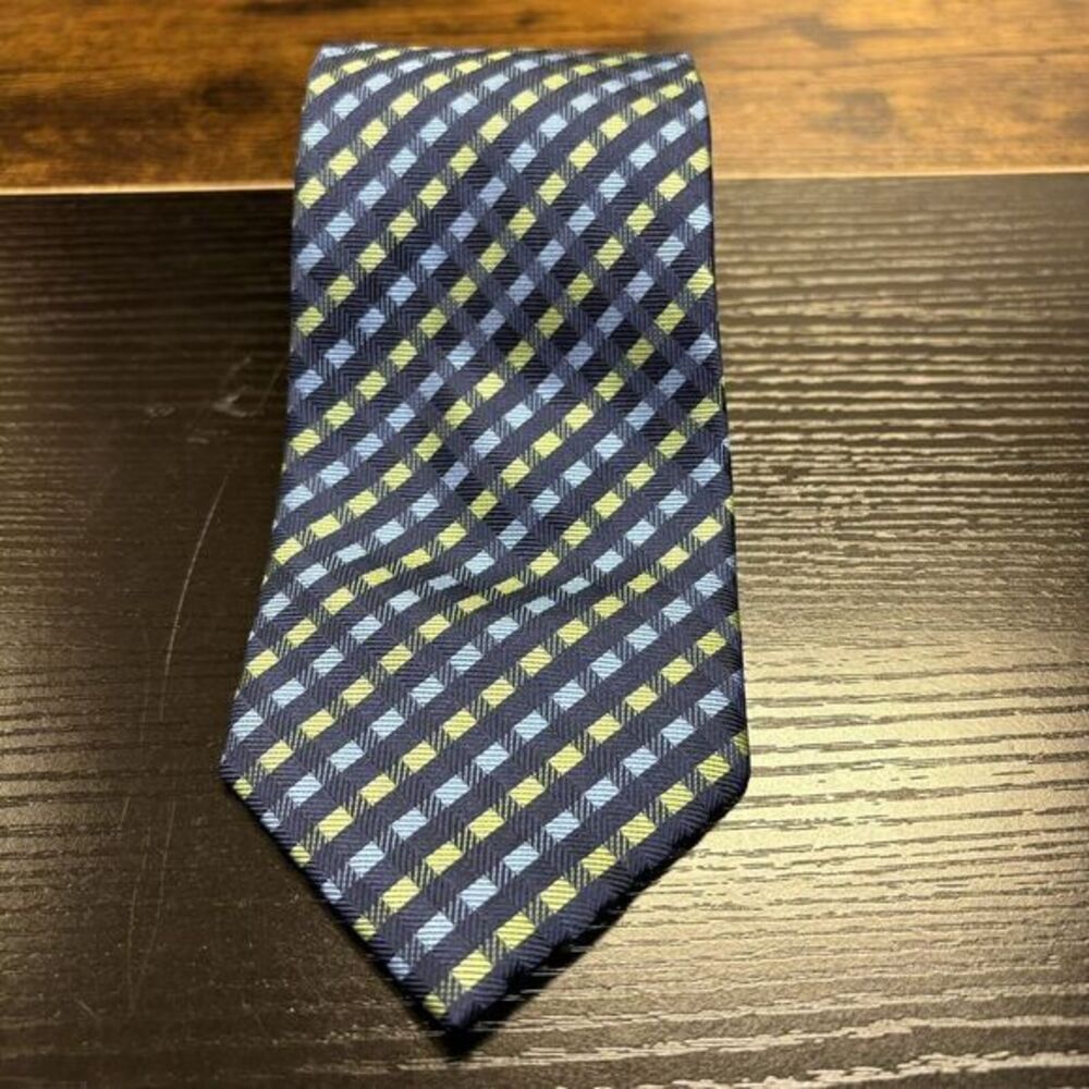 KENNETH ROBERTS Platinum Men's 100% Silk Necktie Designer Blue Green‎ EUC